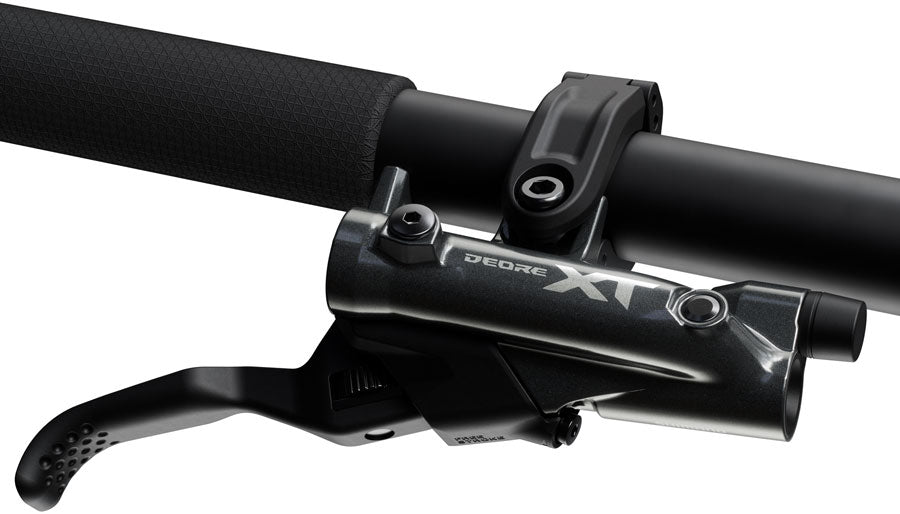 NEW Shimano Deore XT BR-M8220 Disc Brake and BL-M8200 Lever - Right/Rear, Post Mount, 4-Piston Caliper, SM-BH90-SBM Hose, Fin Metal Pads, Black - Around the Cycle