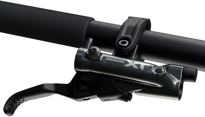 NEW Shimano Deore XT BR-M8220 Disc Brake and BL-M8200 Lever - Right/Rear, Post Mount, 4-Piston Caliper, SM-BH90-SBM Hose, Fin Metal Pads, Black - Around the Cycle