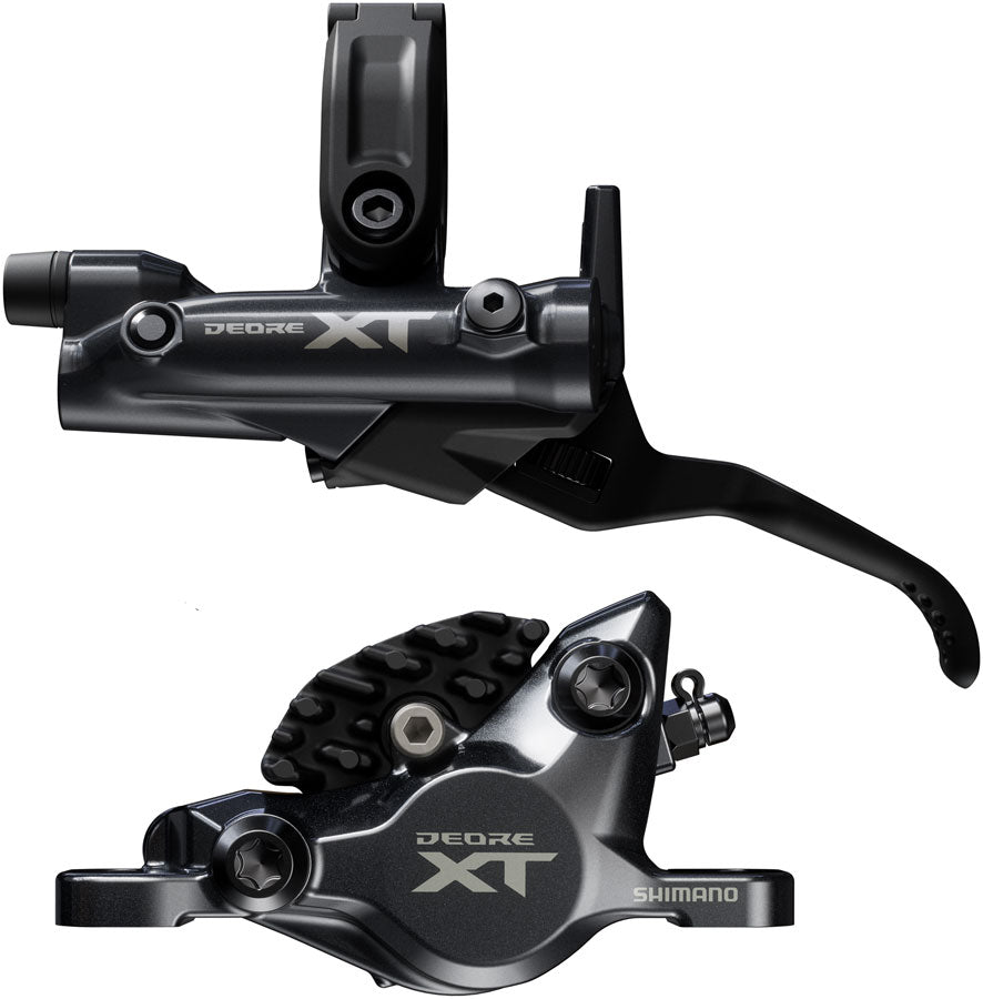 NEW Shimano Deore XT M8200 Disc Brake and Lever - Left/Front, Post Mount, 2-Piston Caliper, SM-BH90-SBM Hose, Fin Metal Pads, Black - Around the Cycle