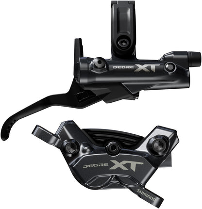 NEW Shimano Deore XT BR-M8220 Disc Brake and BL-M8200 Lever - Right/Rear, Post Mount, 4-Piston Caliper, SM-BH90-SBM Hose, Fin Metal Pads, Black - Around the Cycle