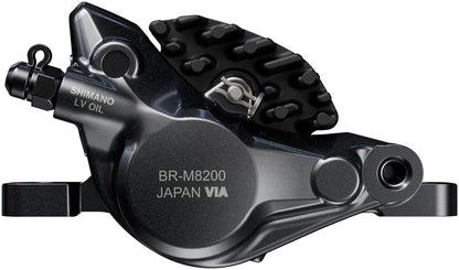 NEW Shimano Deore XT M8200 Disc Brake and Lever - Left/Front, Post Mount, 2-Piston Caliper, SM-BH90-SBM Hose, Fin Metal Pads, Black - Around the Cycle