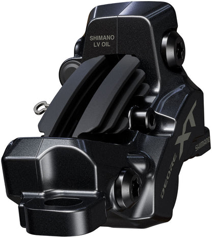NEW Shimano Deore XT BR-M8220 Disc Brake and BL-M8200 Lever - Right/Rear, Post Mount, 4-Piston Caliper, SM-BH90-SBM Hose, Fin Metal Pads, Black - Around the Cycle