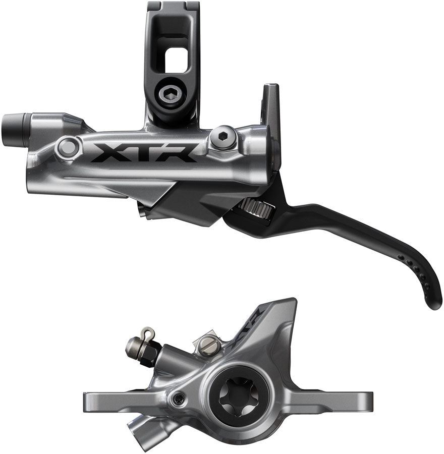 NEW Shimano XTR BR-M9200 Disc Brake and BL-M9220 Lever - Left/Front, Post Mount, 2-Piston Caliper, SM-BH90-SS Hose, Metal Pads, Gray - Around the Cycle