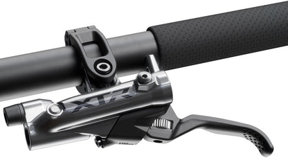 NEW Shimano XTR M9220 Enduro Disc Brake and Lever - Left/Front, Post Mount, 4-Piston Caliper, SM-BH90-SBM Hose, Finned Metal Pads, Gray - Around the Cycle