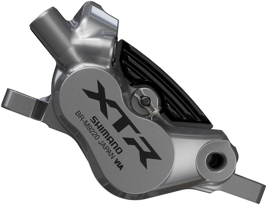 NEW Shimano XTR M9220 Enduro Disc Brake and Lever - Left/Front, Post Mount, 4-Piston Caliper, SM-BH90-SBM Hose, Finned Metal Pads, Gray - Around the Cycle