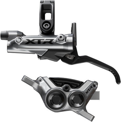 NEW Shimano XTR M9220 Enduro Disc Brake and Lever - Left/Front, Post Mount, 4-Piston Caliper, SM-BH90-SBM Hose, Finned Metal Pads, Gray - Around the Cycle