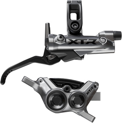 NEW Shimano XTR M9220 Enduro Disc Brake and Lever - Right/Rear, Post Mount, 4-Piston Caliper, SM-BH90-SBM Hose, Finned Metal Pads, Gray - Around the Cycle