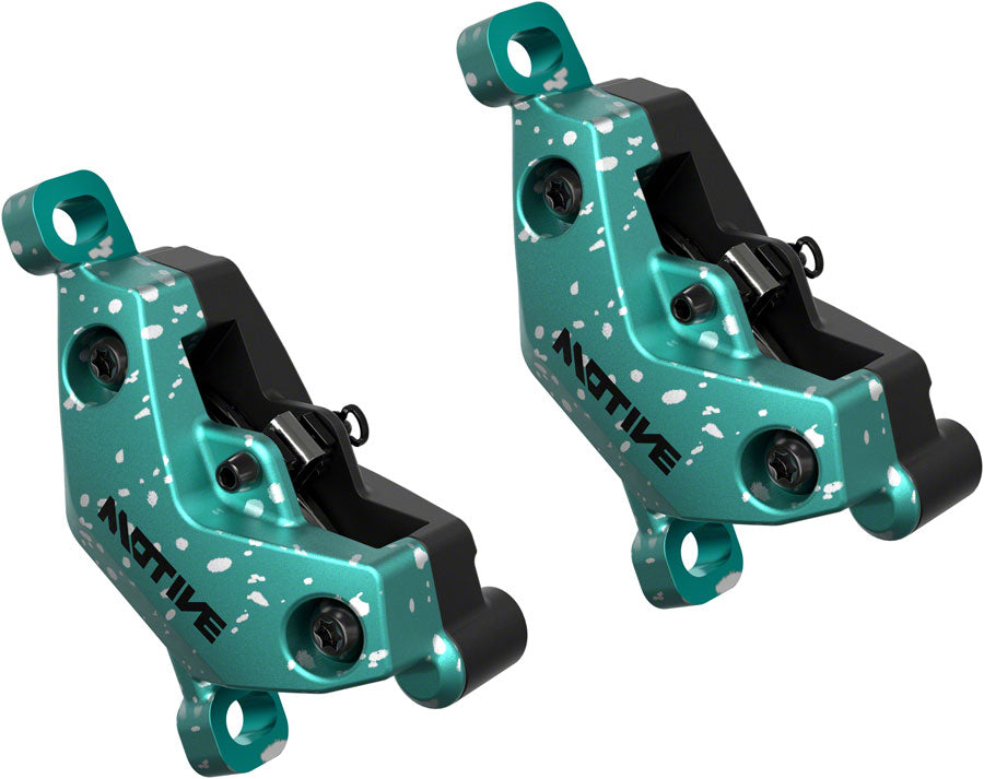 NEW SRAM Motive Ultimate Stealth Expert Disc Brake Kit - Front/Rear Levers, Front/Rear Teal Splatter Calipers, Adapters, Rotors, Bleed Kit, A1 - Around the Cycle