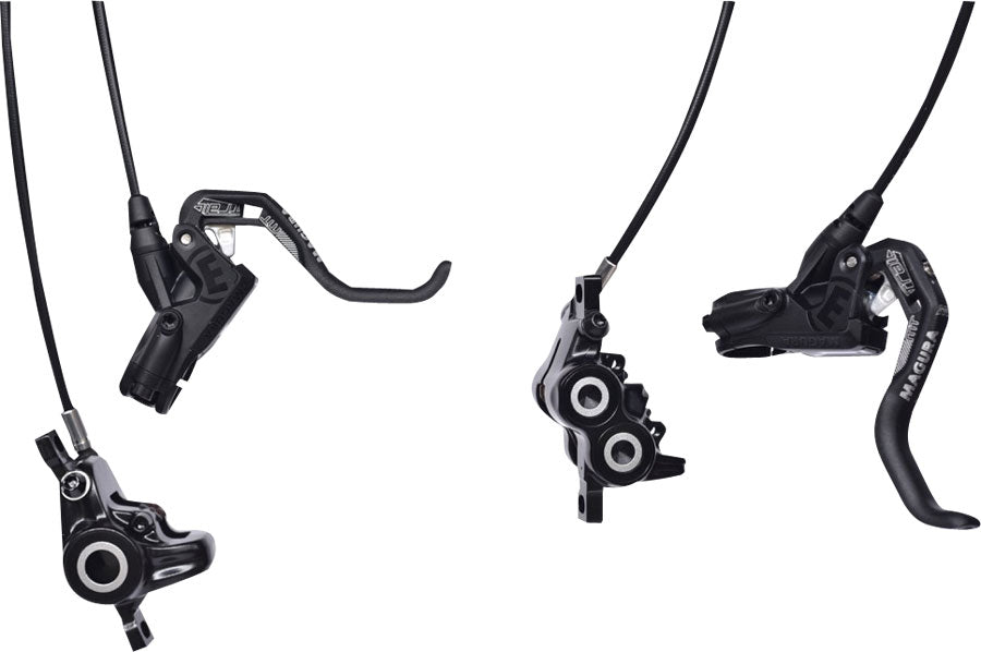 NEW Magura MT Trail Sport Disc Brake Set - Front and Rear, Hydraulic, Post Mount, Black/White - Around the Cycle
