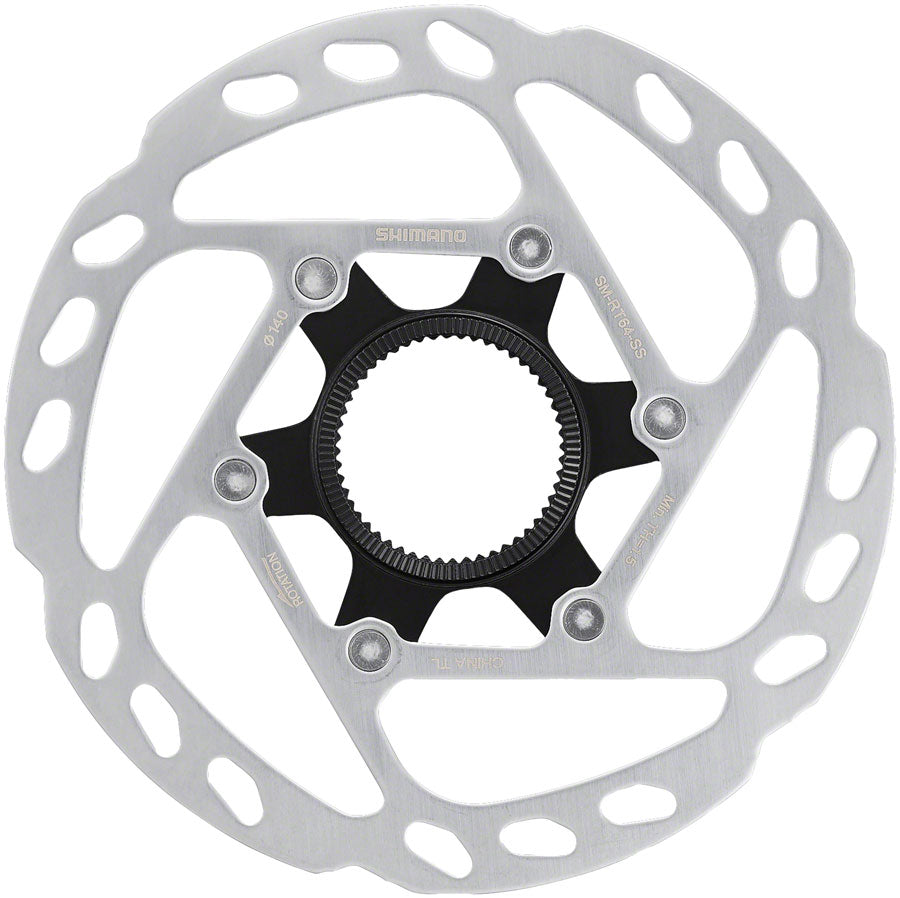 NEW Shimano SM-RT64-SS Disc Brake Rotor with External Lockring - 140mm, Center Lock, Silver - Around the Cycle
