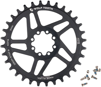 NEW Wolf Tooth Direct Mount Chainring - 36t, SRAM Direct Mount, Drop-Stop B, For SRAM 8-Bolt Cranksets, 3mm Offset, Black