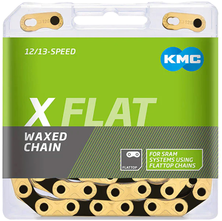 NEW KMC X-Flat Titanium Nitride Waxed Chain - 12/13-Speed, 126 Links, Compatible with SRAM T-Type and AXS Systems