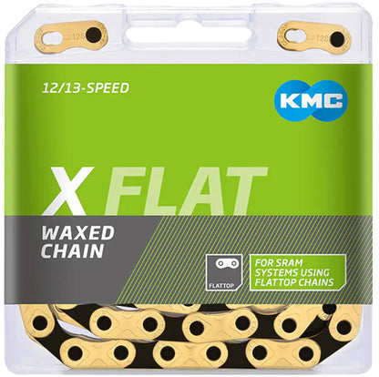 NEW KMC X-Flat Titanium Nitride Waxed Chain - 12/13-Speed, 126 Links, Compatible with SRAM T-Type and AXS Systems