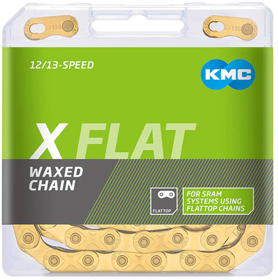 NEW KMC X-Flat Titanium Nitride Waxed Chain - 12/13-Speed, 126 Links, Compatible with SRAM T-Type and AXS Systems