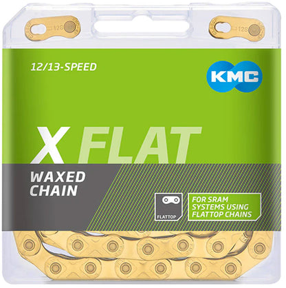 NEW KMC X-Flat Titanium Nitride Waxed Chain - 12/13-Speed, 126 Links, Compatible with SRAM T-Type and AXS Systems