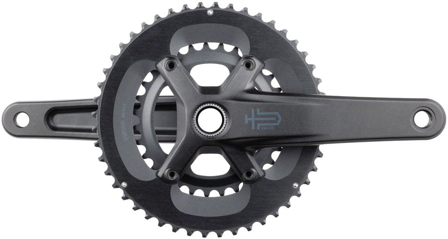 NEW microSHIFT Sword 2x Crankset - 10-Speed, 110 Asym BCD, 24mm Spindle, Black - Around the Cycle