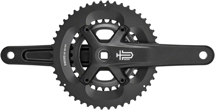 NEW microSHIFT Sword Black Wide 2x Crankset - 9-Speed, 110/80 Asym BCD, JIS Square Taper Spindle Interface, Black