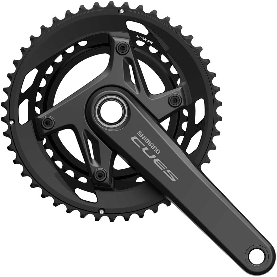 NEW Shimano CUES FC-U6040-2 Crankset - 9/10-Speed, Asymmetric 110 BCD, Hollowtech II Crankarms, Black - Around the Cycle