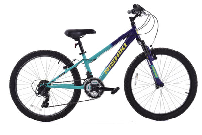 USED Nishiki Pueblo 24" Kids Mountain Bike Purple Turquoise