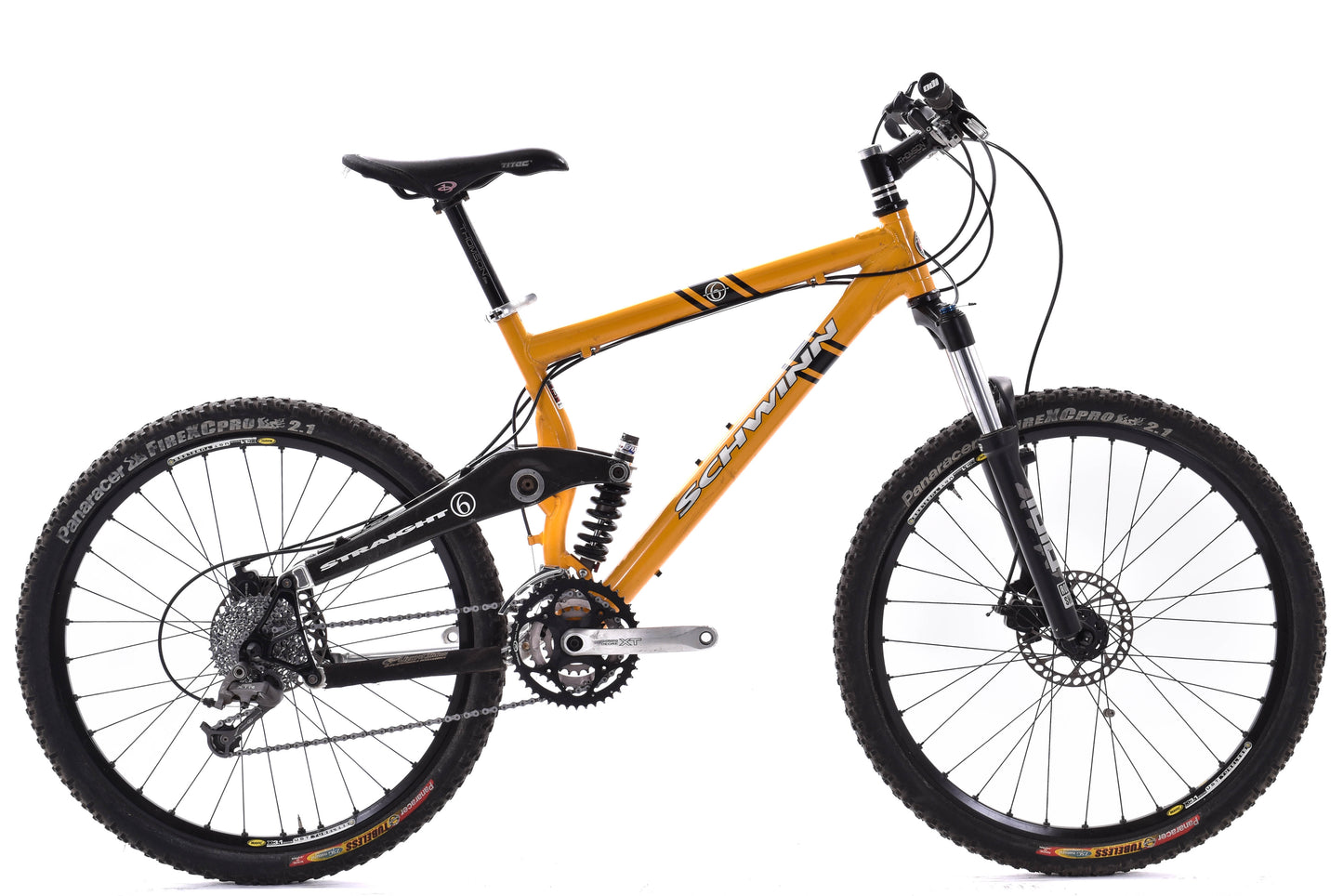 yellow schwinn bicycle USED Vintage 2000's Schwinn Straight 6 Full Suspension Mountain Bike Y