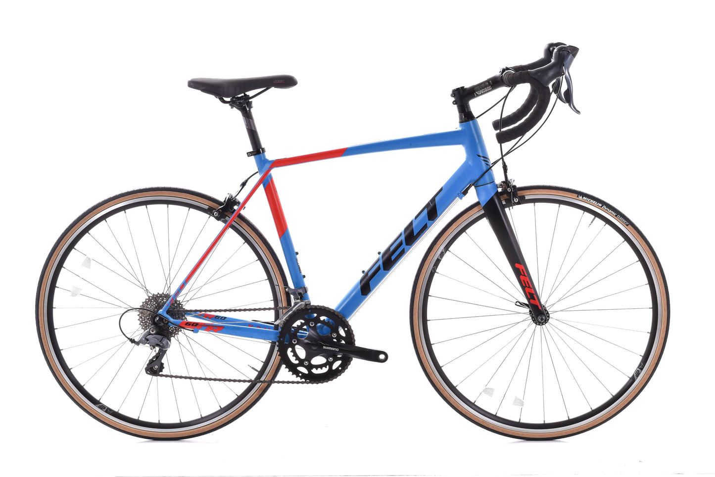 USED 2017 Felt FR60 Road Bike 56cm Shimano Claris 2x8 speed Aluminum Frame Carbon Fork Blue/Red