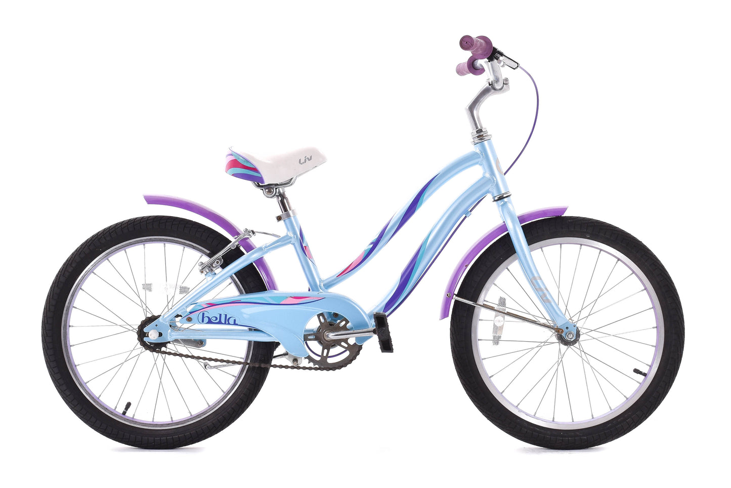 USED Liv Bella Kid's 20" Cruiser Bike w/ Fenders Light Blue/Purple/White