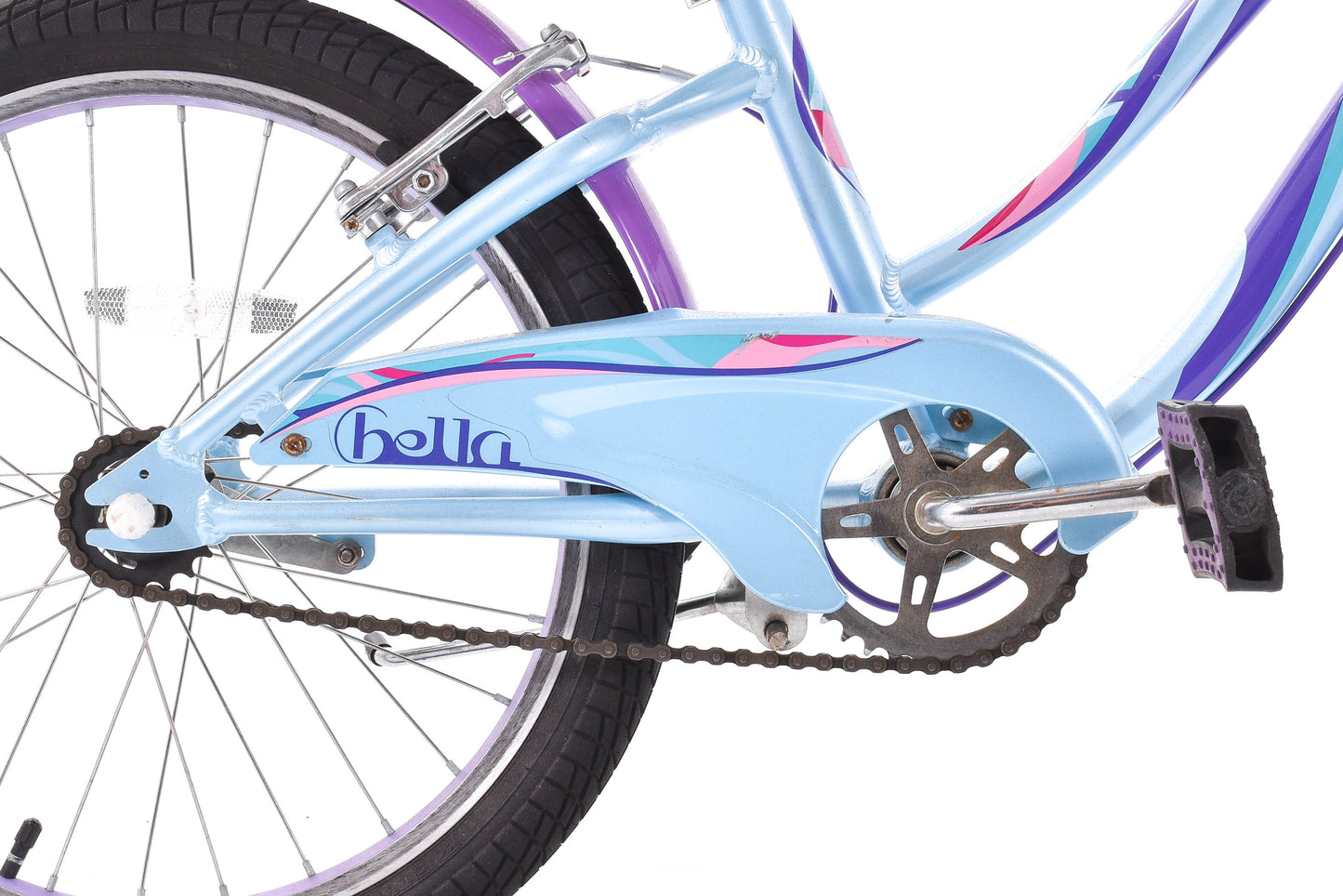 USED Liv Bella Kid's 20" Cruiser Bike w/ Fenders Light Blue/Purple/White