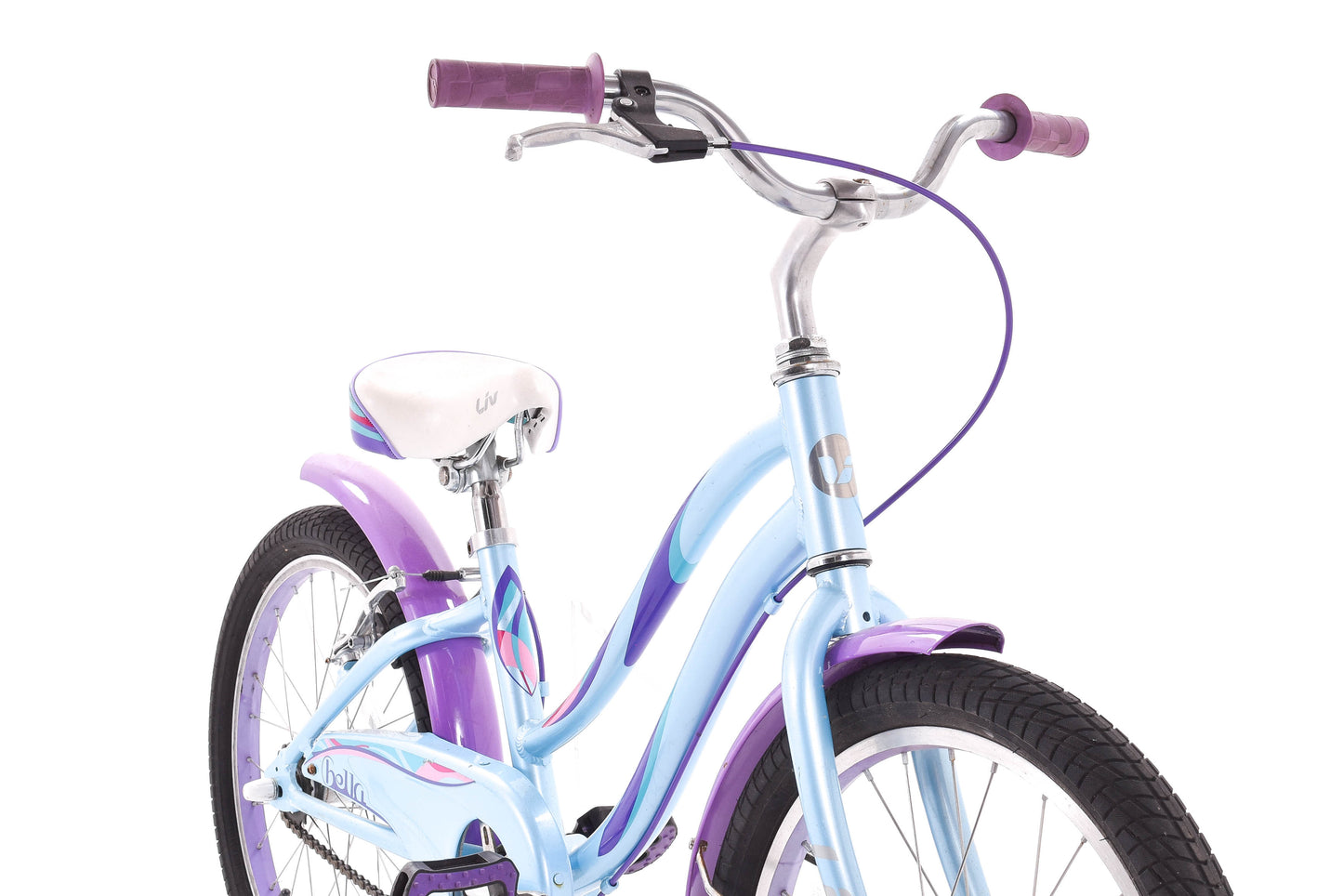 USED Liv Bella Kid's 20" Cruiser Bike w/ Fenders Light Blue/Purple/White