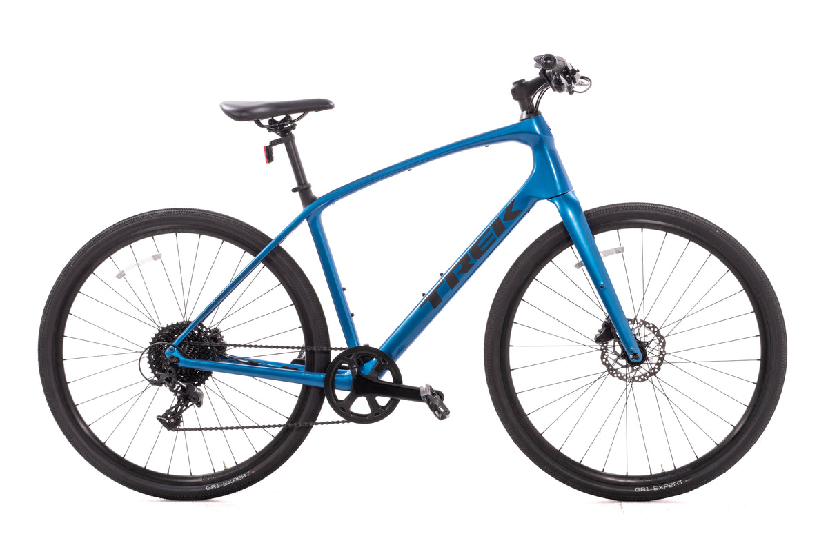 USED 2025 Trek FX Sport 5 Large Carbon Flat Bar Fitness Hybrid Bike SRAM Apex 1x11 speed Blue
