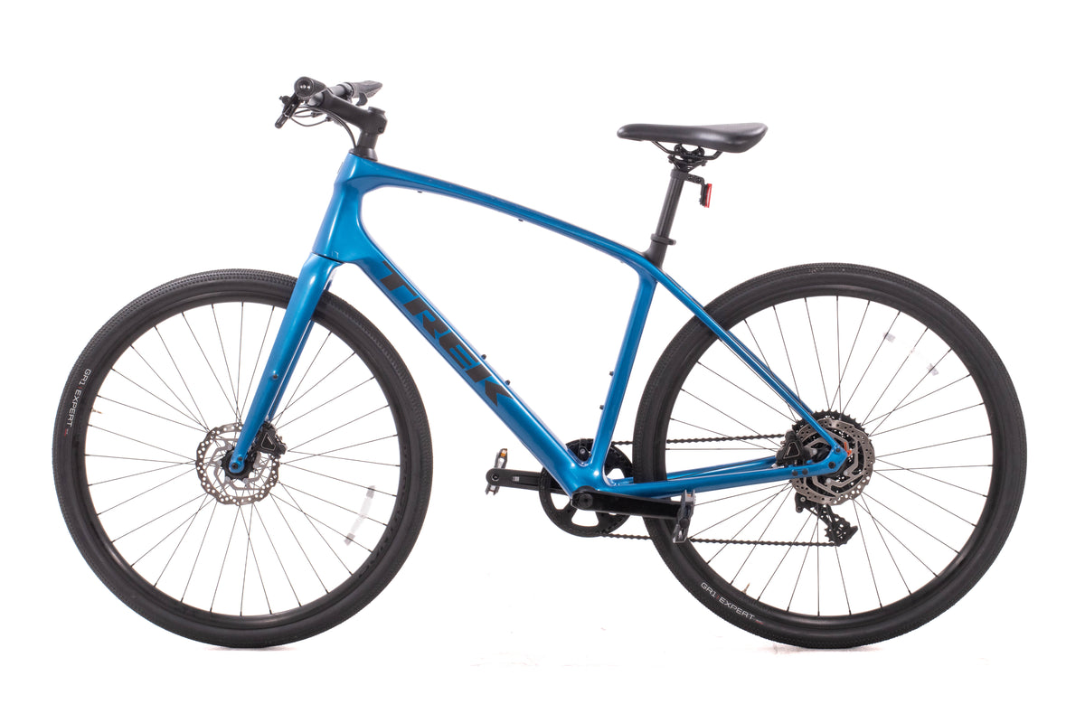USED 2025 Trek FX Sport 5 Large Carbon Flat Bar Fitness Hybrid Bike SRAM Apex 1x11 speed Blue