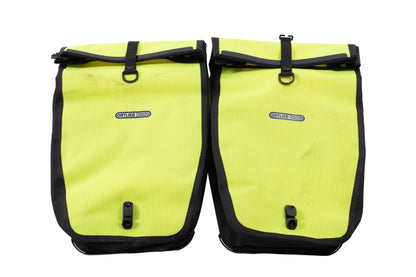 USED Ortlieb Back Roller Waterproof Panniers (2) Neon Reflective QL2.1 Pair