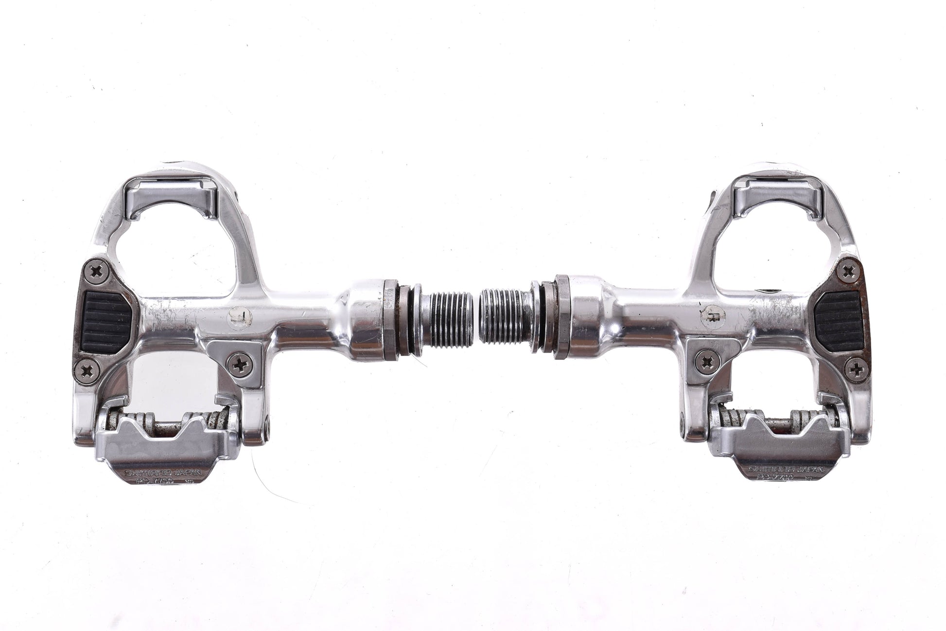 USED Vintage Shimano Dura-Ace PD-7700 Clipless Pedal Set SPD-R Polished Silver