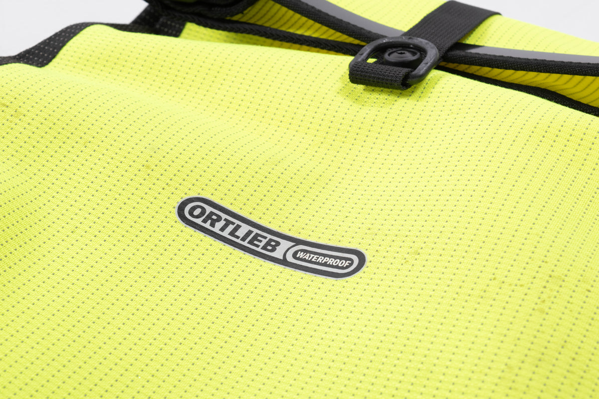 USED Ortlieb Back Roller Waterproof Panniers (2) Neon Reflective QL2.1 Pair