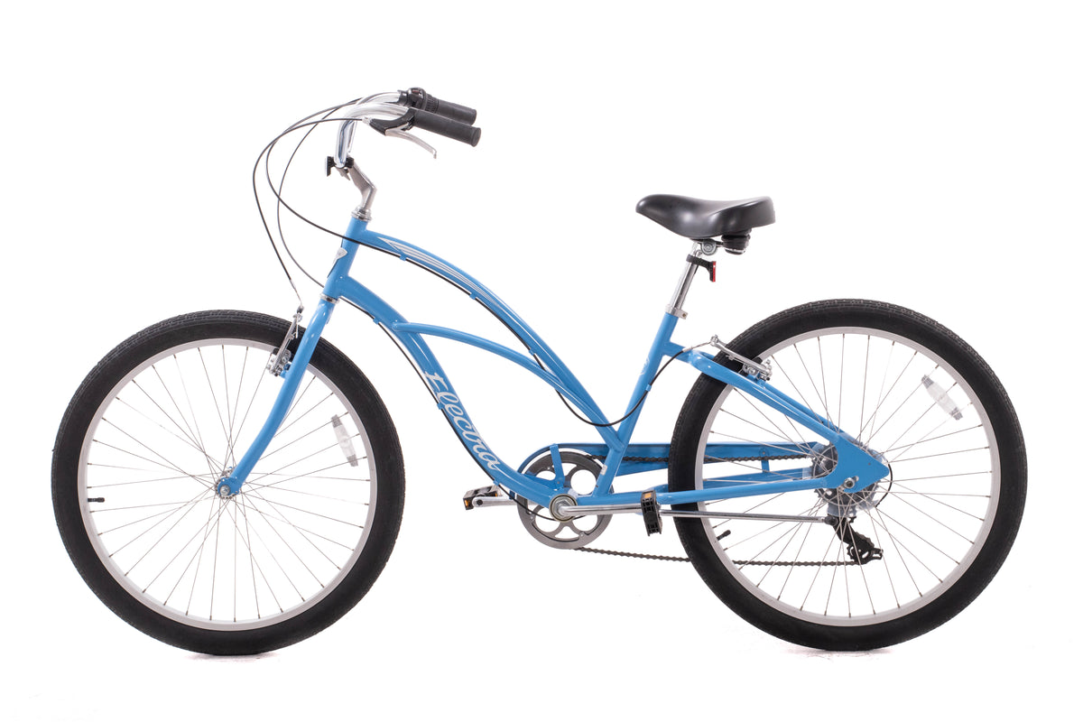 USED Electra Cruiser 7D Step Thru 7 Speed Steel Beach Cruiser Blue 26" Wheel