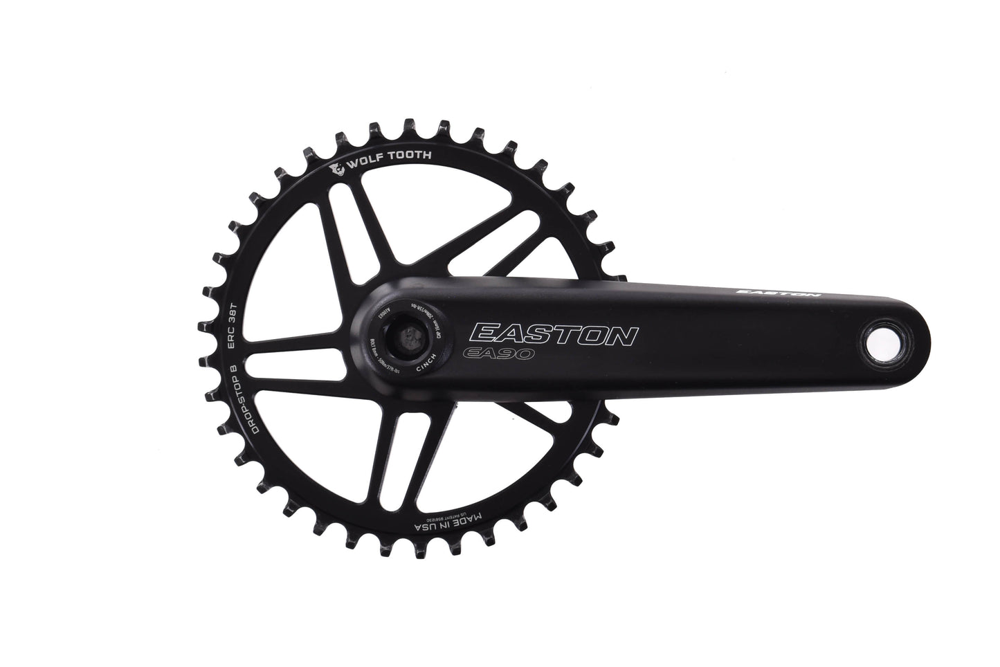 USED Easton EA90 170mm 1x CINCH Crankset w/ Wolftooth 38T Chainring Wheels MFG Angular Contact BB BSA