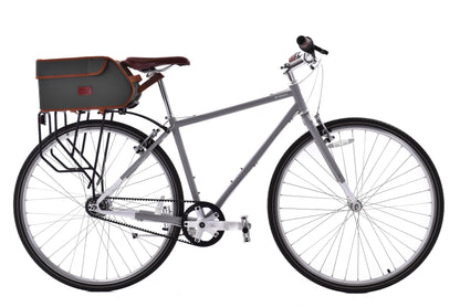 USED Brilliant L Train Medium Gates Belt Drive 7 speed Steel Commuter Bike Shimano Nexus V-Brake Gray w/ Rack + Bag