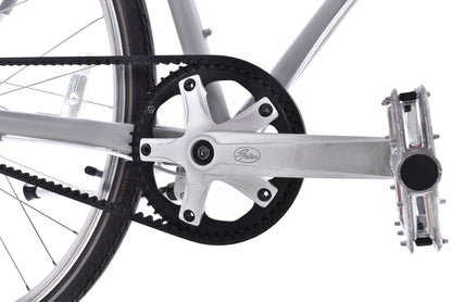 USED Brilliant L Train Medium Gates Belt Drive 7 speed Steel Commuter Bike Shimano Nexus V-Brake Gray w/ Rack + Bag