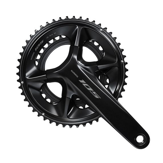 NEW Shimano 105 FC-R7100 Crankset - 12-Speed, 110 Asymmetric BCD, Hollowtech II Spindle Interface, Black - Around the Cycle
