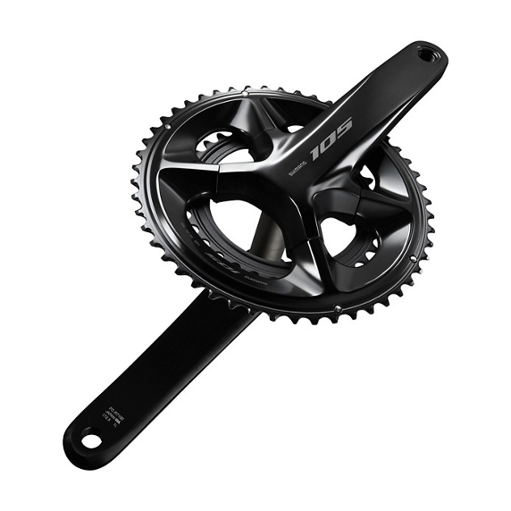 NEW Shimano 105 FC-R7100 Crankset - 12-Speed, 110 Asymmetric BCD, Hollowtech II Spindle Interface, Black - Around the Cycle