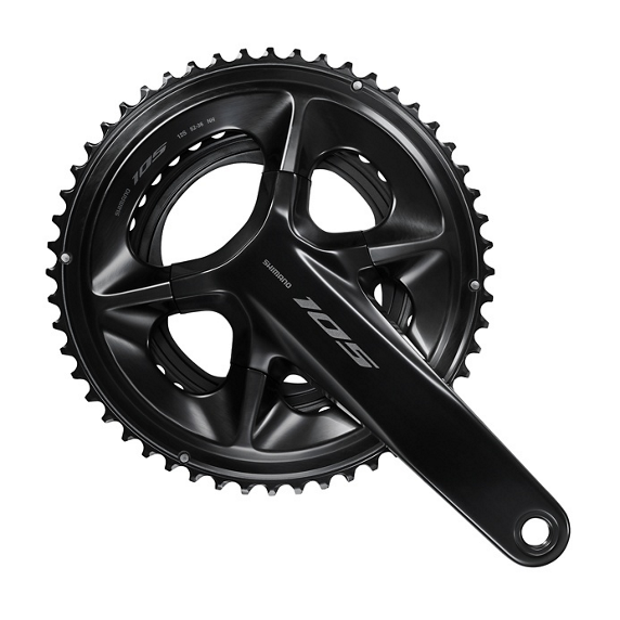 NEW Shimano 105 FC-R7100 Crankset - 12-Speed, 110 Asymmetric BCD, Hollowtech II Spindle Interface, Black - Around the Cycle