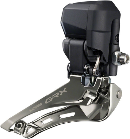 NEW Shimano GRX FD-RX825 Di2 Front Derailleur - 2x12-Speed, Braze-on, Down Swing, For 46-48t Max, Black/Silver - Around the Cycle