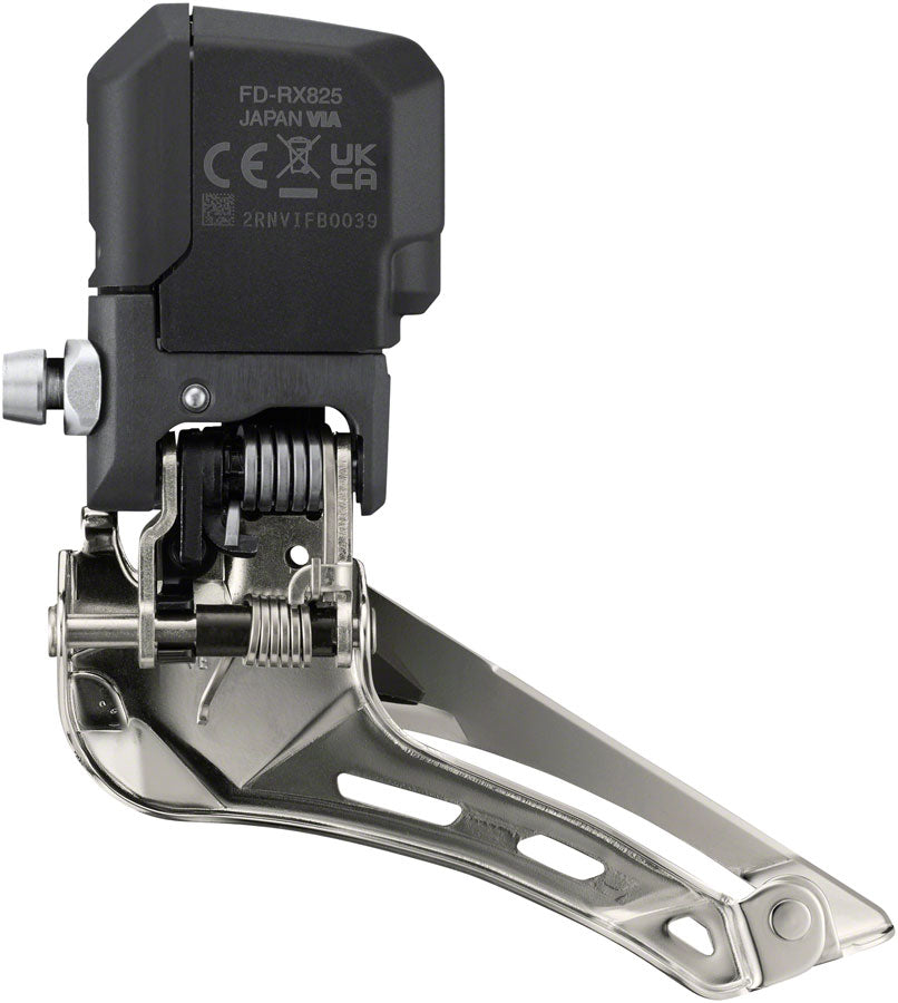 NEW Shimano GRX FD-RX825 Di2 Front Derailleur - 2x12-Speed, Braze-on, Down Swing, For 46-48t Max, Black/Silver - Around the Cycle