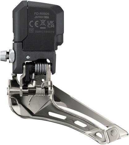 NEW Shimano GRX FD-RX825 Di2 Front Derailleur - 2x12-Speed, Braze-on, Down Swing, For 46-48t Max, Black/Silver - Around the Cycle