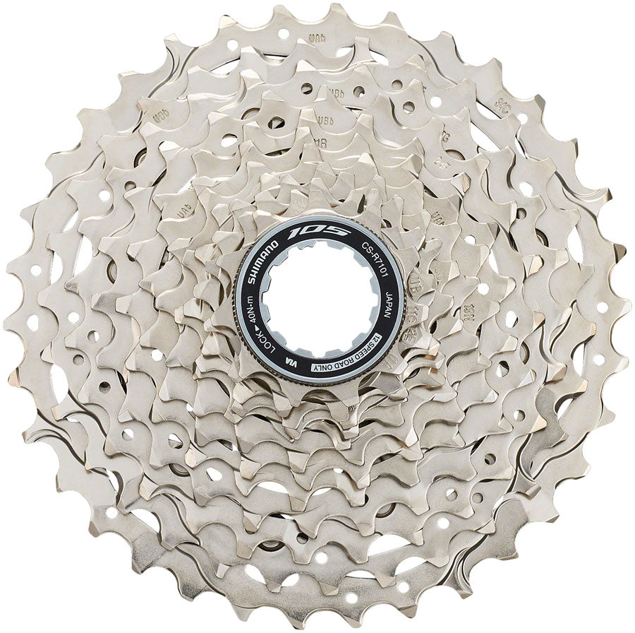 NEW Shimano 105 CS-R7101-12 Cassette - 12-Speed, 11-34t, HG L2, Silver - Around the Cycle