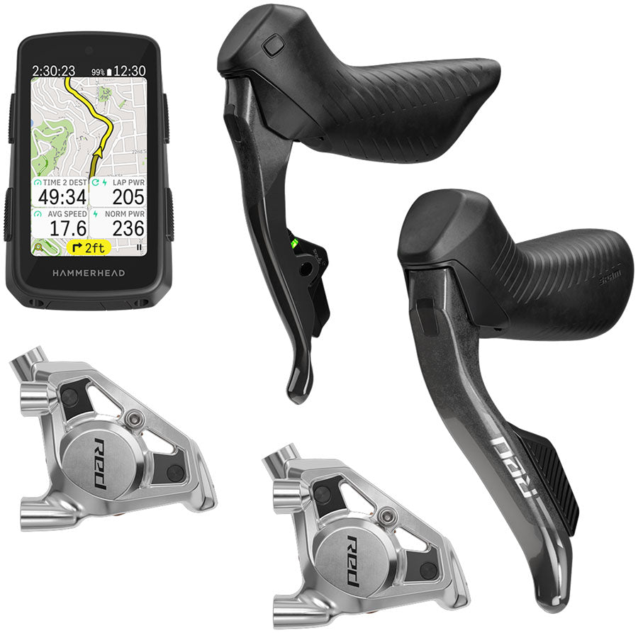 NEW SRAM RED eTap AXS Upgrade Kit - Right and Left HRD Shift/Brake Levers, Flat Mount Calipers, Hammerhead Karoo, E1 - Around the Cycle