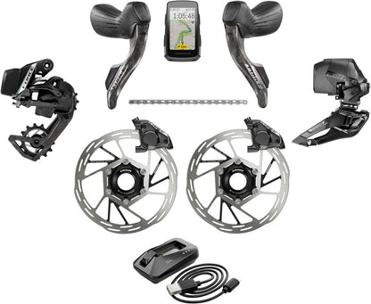 NEW SRAM Force eTap AXS Road Groupset - 2x12-Speed, HRD Shift/Brake Levers, FM Calipers, Rotors, Chain, F/R Derailleurs, Hammerhead Karoo, E1 - Around the Cycle