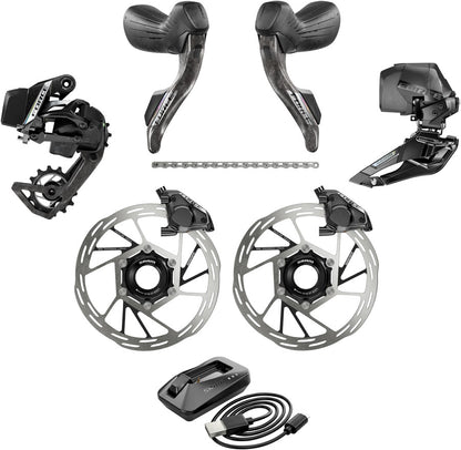 NEW SRAM Force eTap AXS Road Groupset - 2x12-Speed, HRD Shift/Brake Levers, FM Calipers, CL Rotors, Chain, F/R Derailleurs, E1