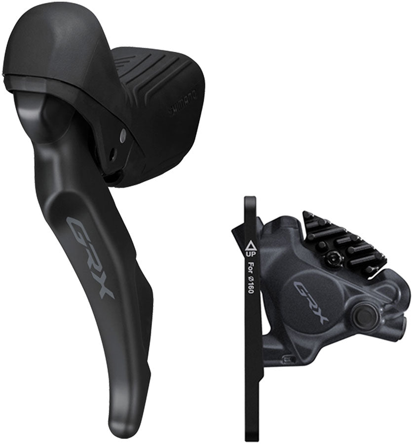 NEW Shimano GRX ST-RX610 Shift/Brake Lever with BR-RX410 Hydraulic Disc Brake Caliper - Left/Front, 2x, Flat Mount Caliper, Black - Around the Cycle