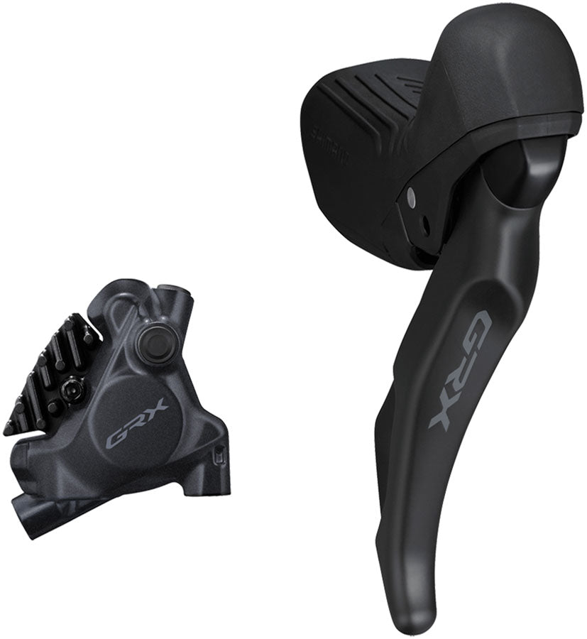 NEW Shimano GRX ST-RX610 Shift/Brake Lever with BR-RX410 Hyd Disc Brake Caliper - Right/Rear, 12-Spd, Flat Mnt Caliper, For 25mm Mount, Black - Around the Cycle
