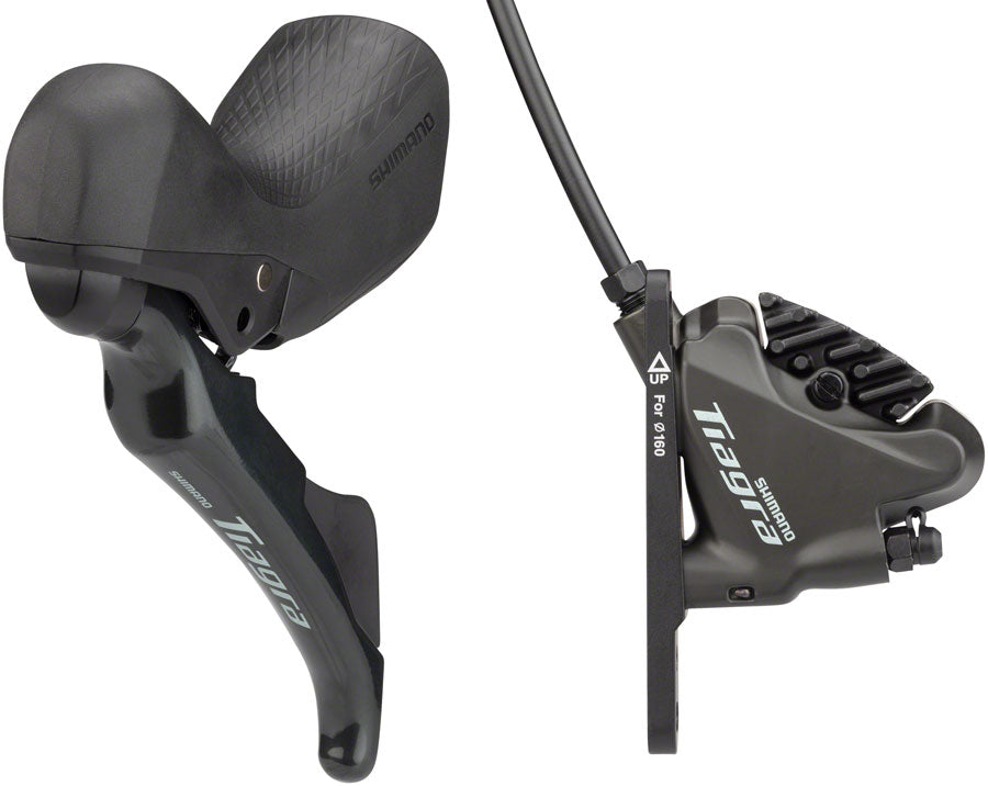 NEW Shimano Tiagra ST-4720/BR-4770 Mechanical Shift/Hydraulic Brake Lever and Caliper - Front, Flat Mount, Finned Resin Pads - Around the Cycle